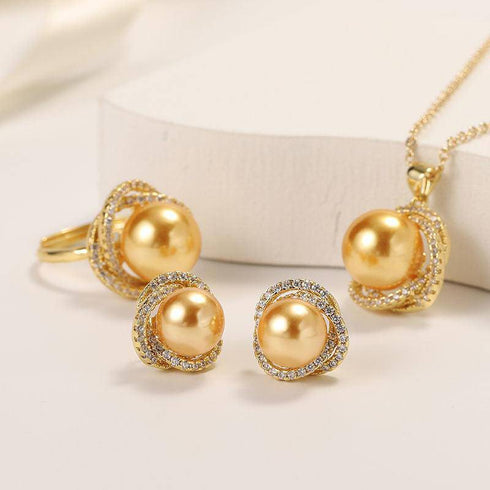 Rose Elegance Golden South Sea Pearl Set